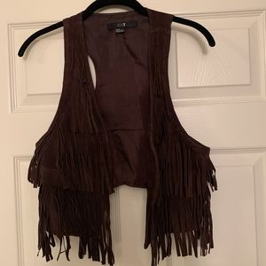 Brown suede fringe vest